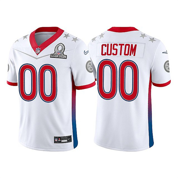 Men's Pittsburgh Steelers ACTIVE PLAYER Custom 2022 White Pro Bowl Stitched Jersey Men's Pittsburgh Steelers ACTIVE PLAYER Custom 2022 White Pro Bowl Stitched Jersey